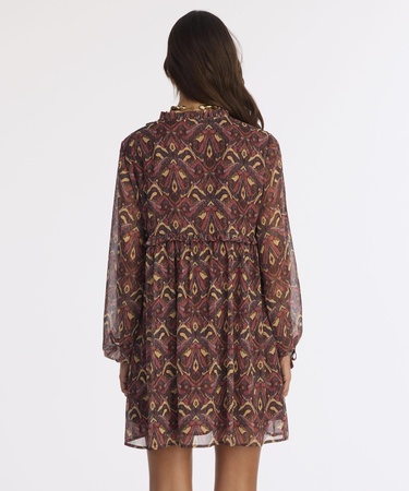  YARGICI Bol Boyundan Bağlamalı Uzun Kol Elbise