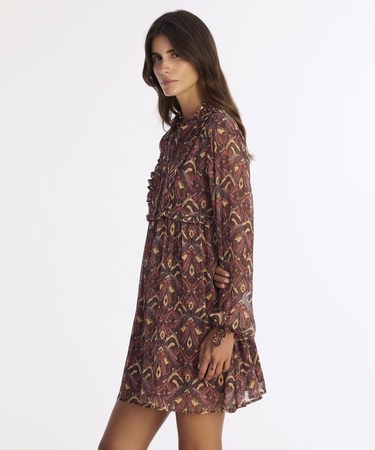  YARGICI Bol Boyundan Bağlamalı Uzun Kol Elbise