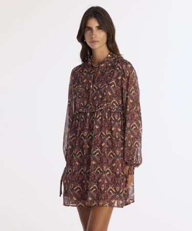  YARGICI Bol Boyundan Bağlamalı Uzun Kol Elbise