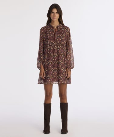  YARGICI Bol Boyundan Bağlamalı Uzun Kol Elbise