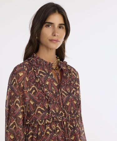  YARGICI Bol Boyundan Bağlamalı Uzun Kol Elbise