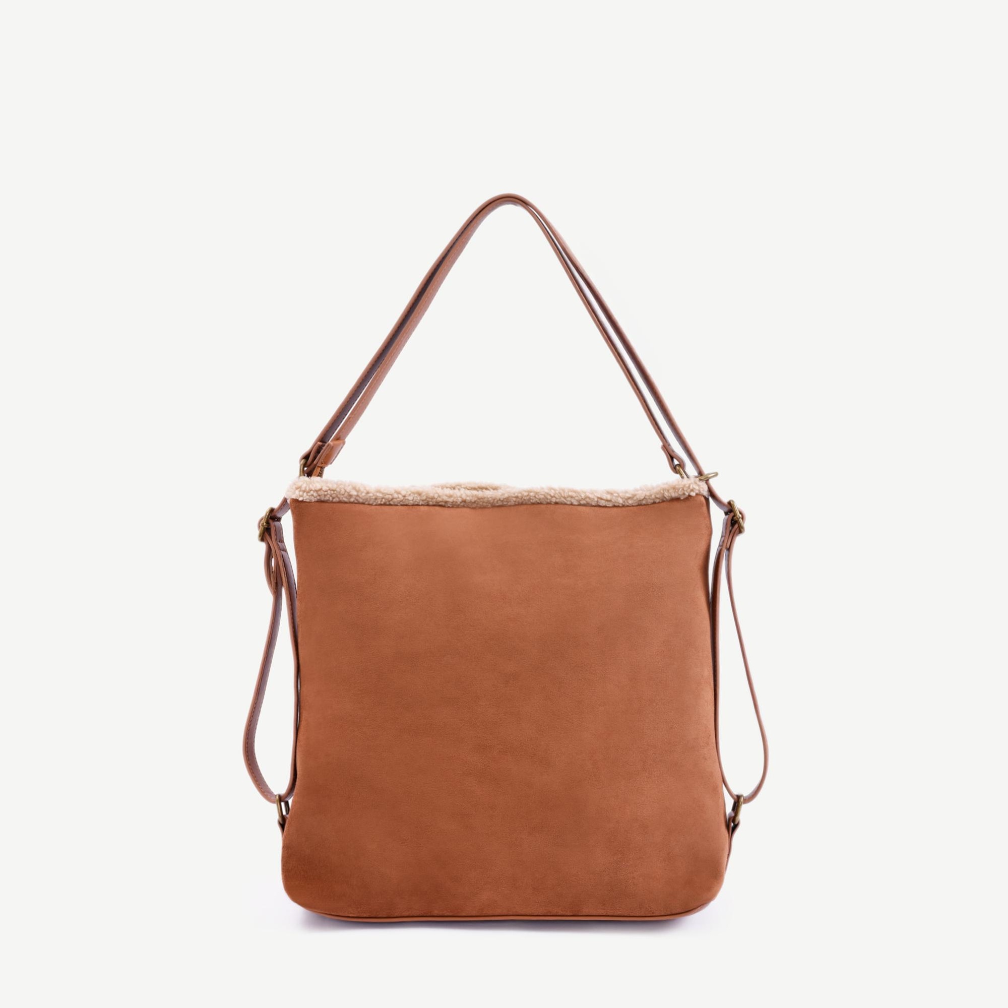 YARGICI Çift Cepli Peluş Garnili Omuz Çantası