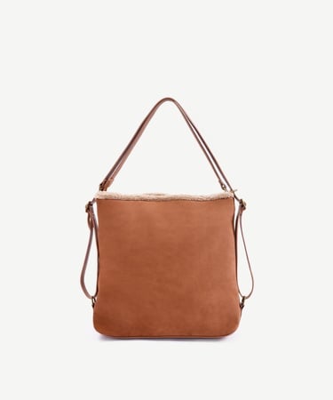  YARGICI Çift Cepli Peluş Garnili Omuz Çantası