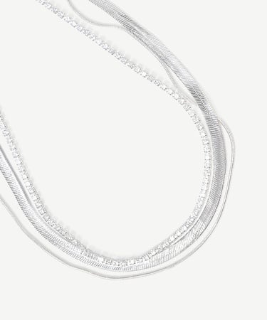  YARGICI Çok Sıralı Silver Kolye