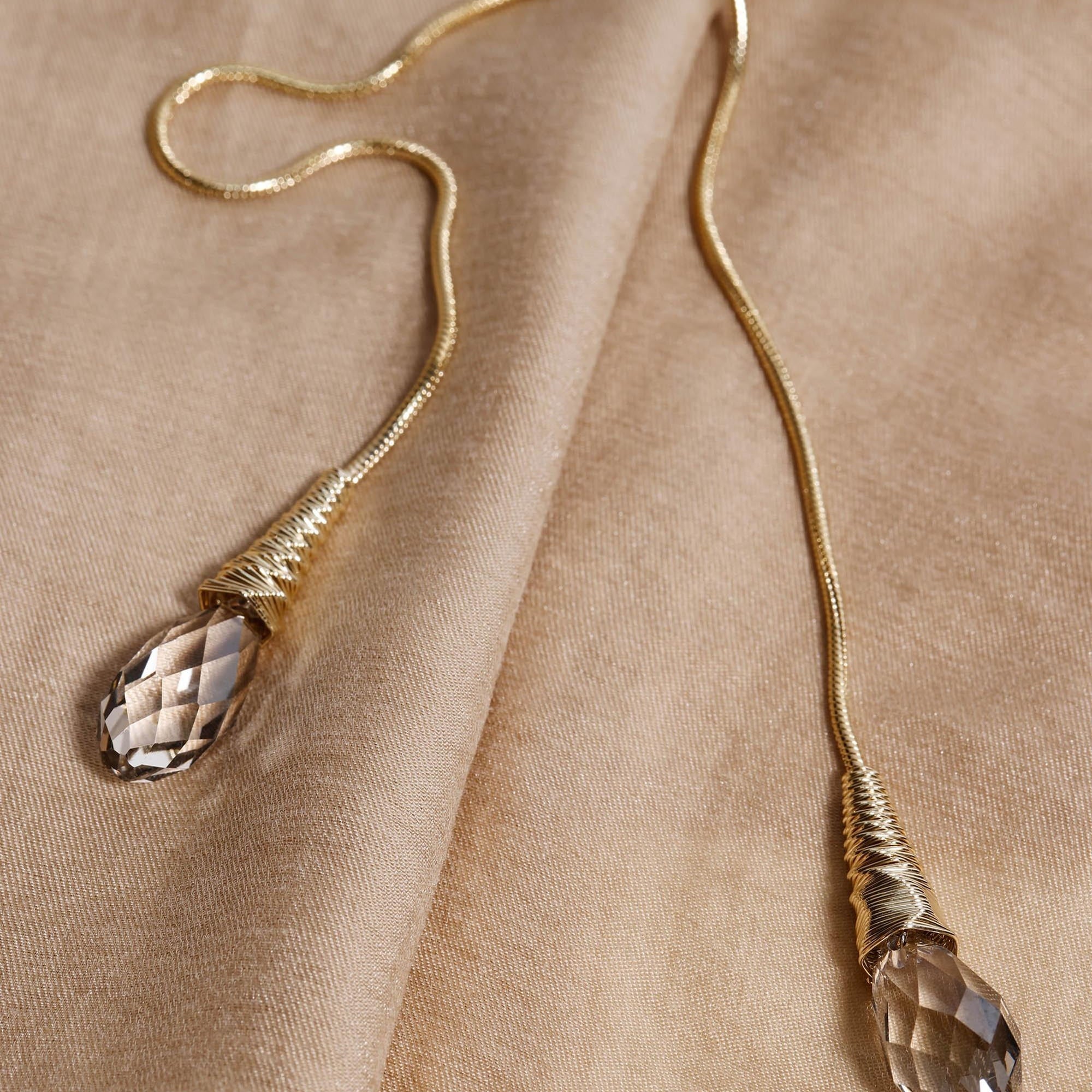 YARGICI Cam Taş Detaylı Uzun Kolye