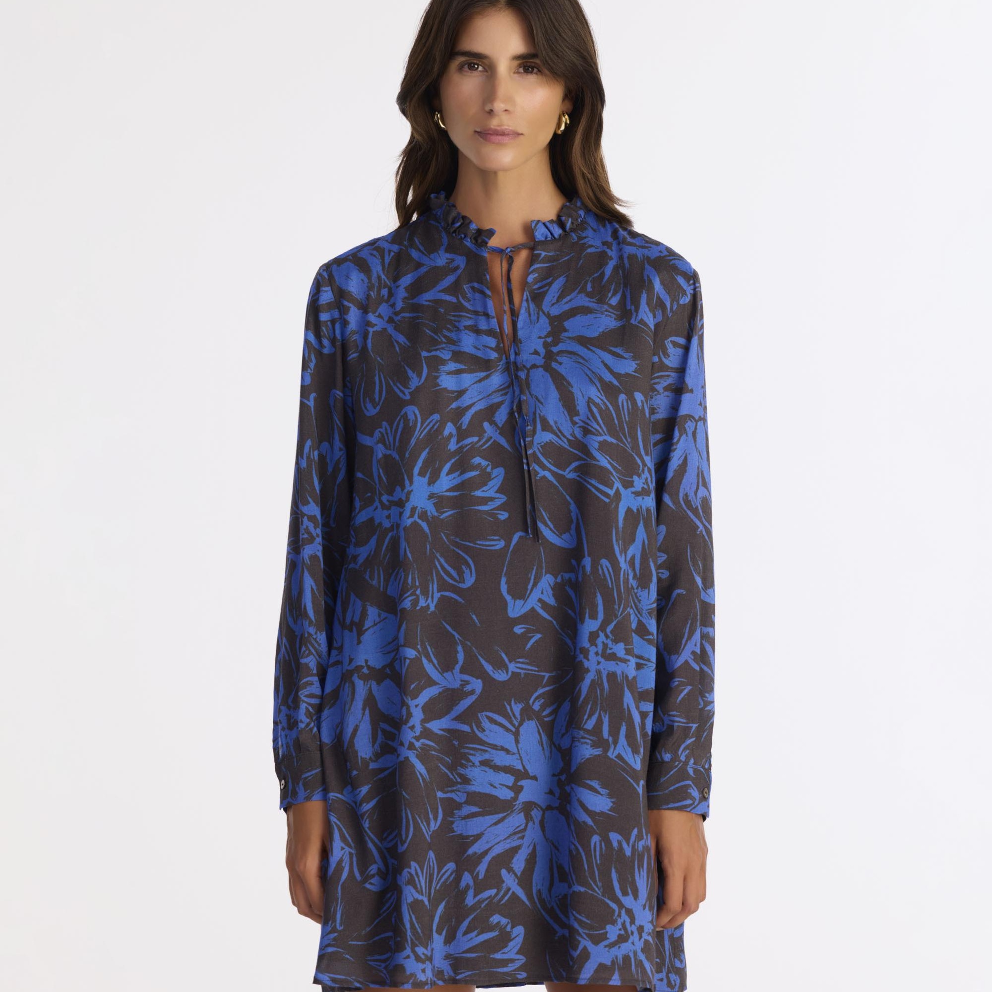 YARGICI Bol Boyundan Bağlamalı Uzun Kol Elbise