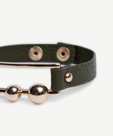  YARGICI Deri Ve Metal Aksesuarlı Bileklik