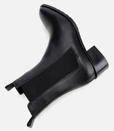  Kadın Deri Siyah Lastik Detaylı Düz Bot