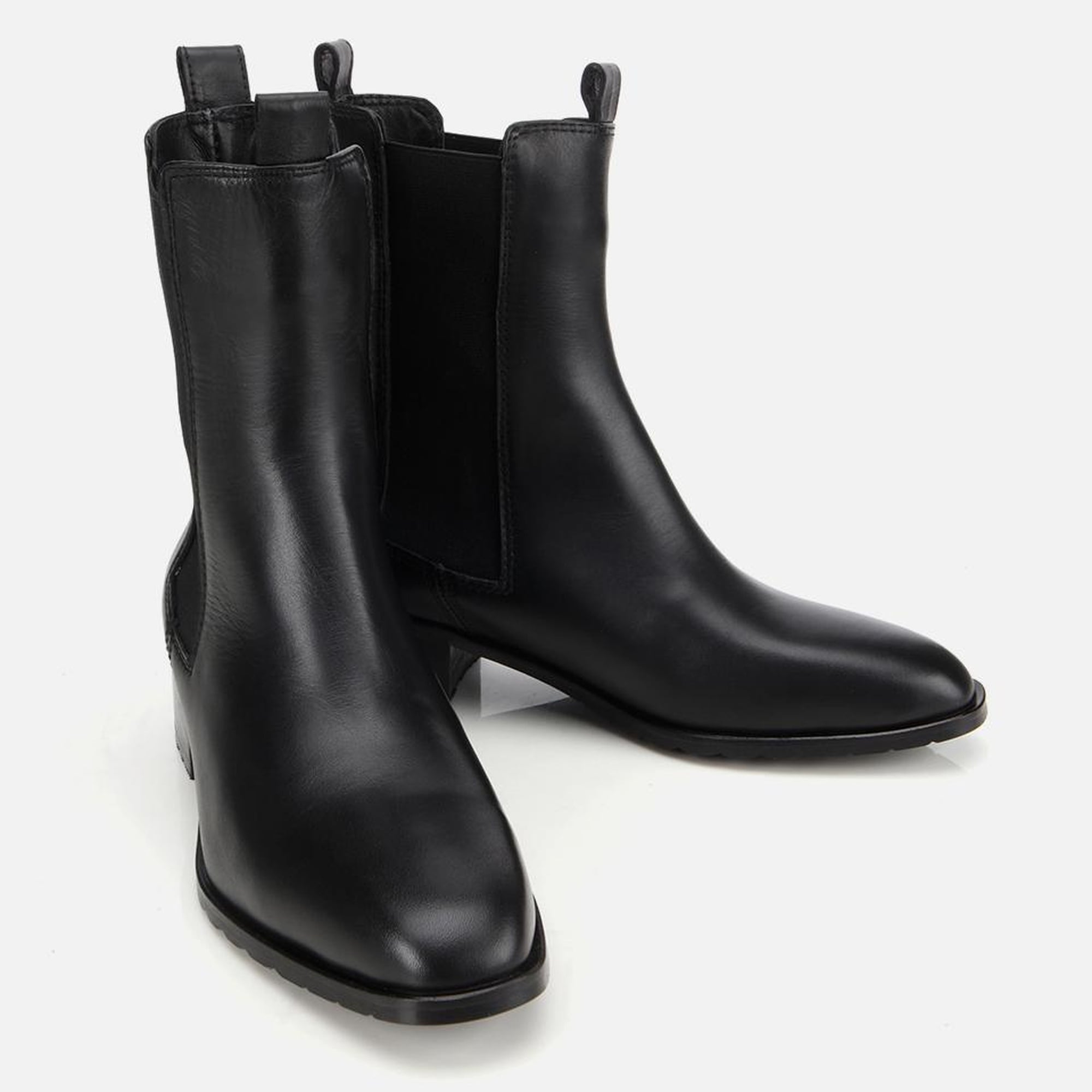 Kadın Deri Siyah Lastik Detaylı Düz Bot