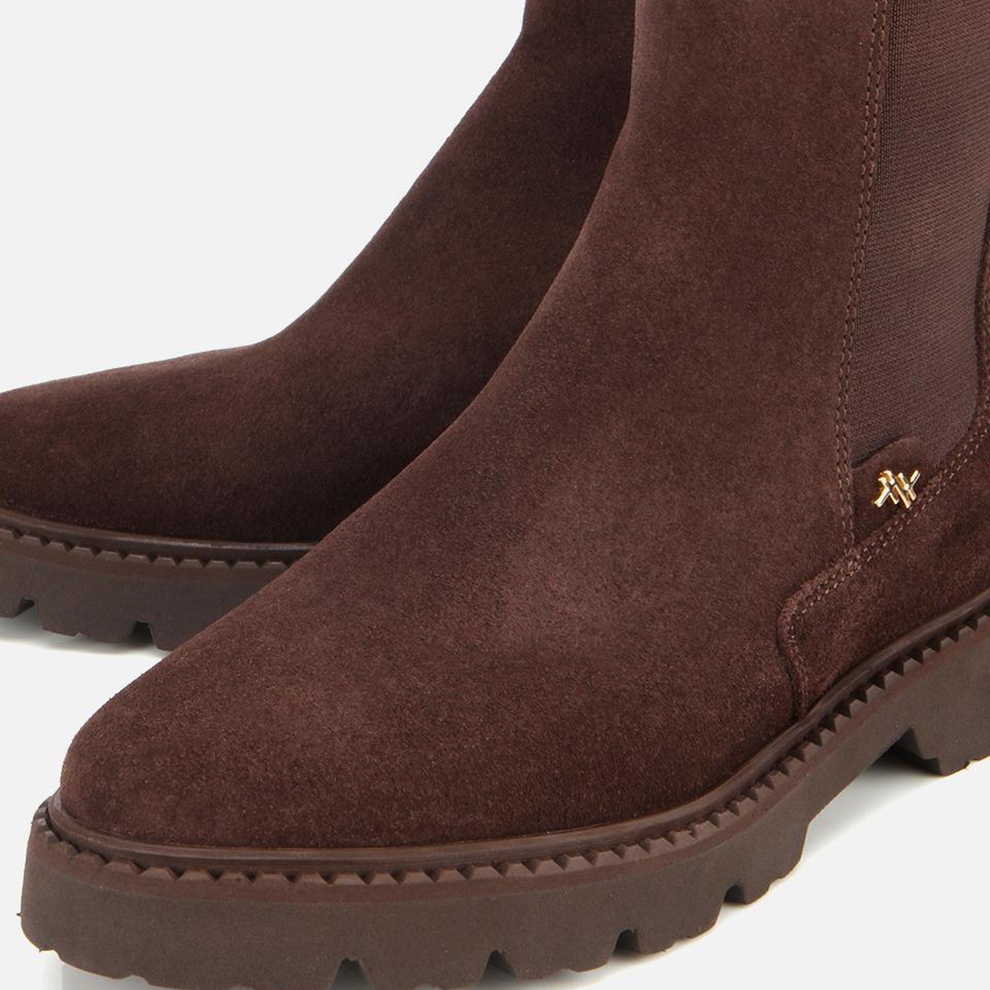 Kadın Süet Deri Kahverengi Lastik Detaylı Düz Bot