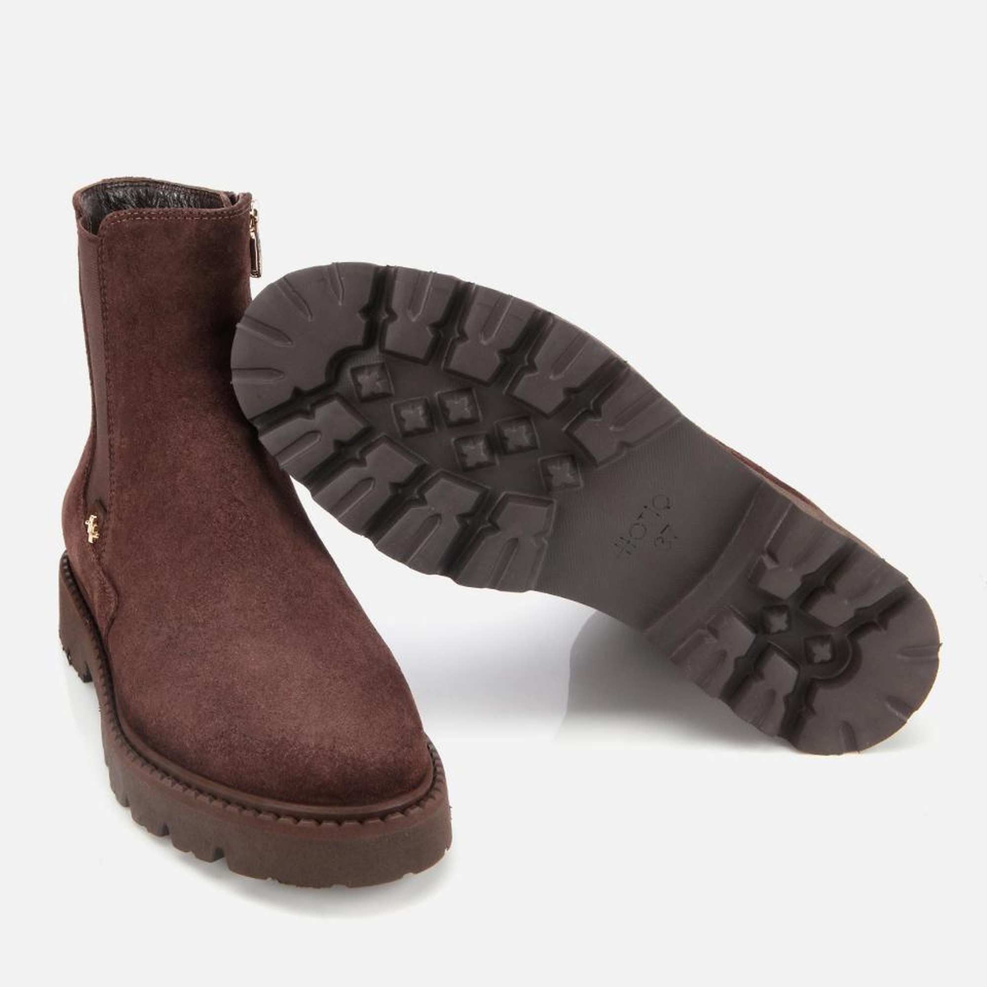 Kadın Süet Deri Kahverengi Lastik Detaylı Düz Bot