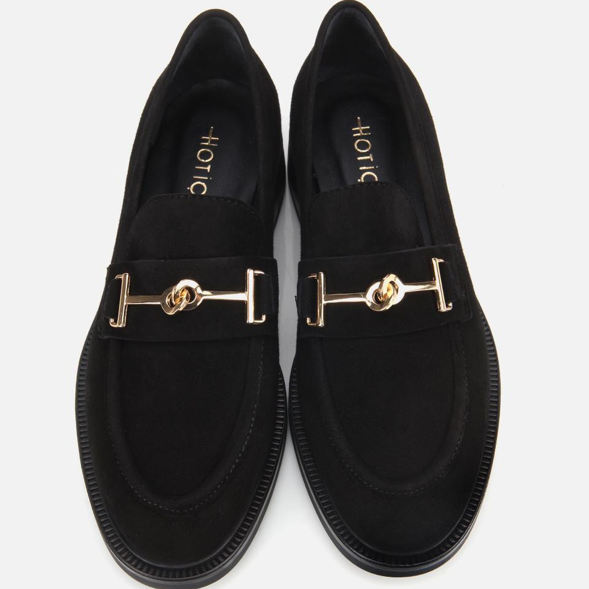 Kadın Süet Deri Siyah Tokalı Klasik Loafer