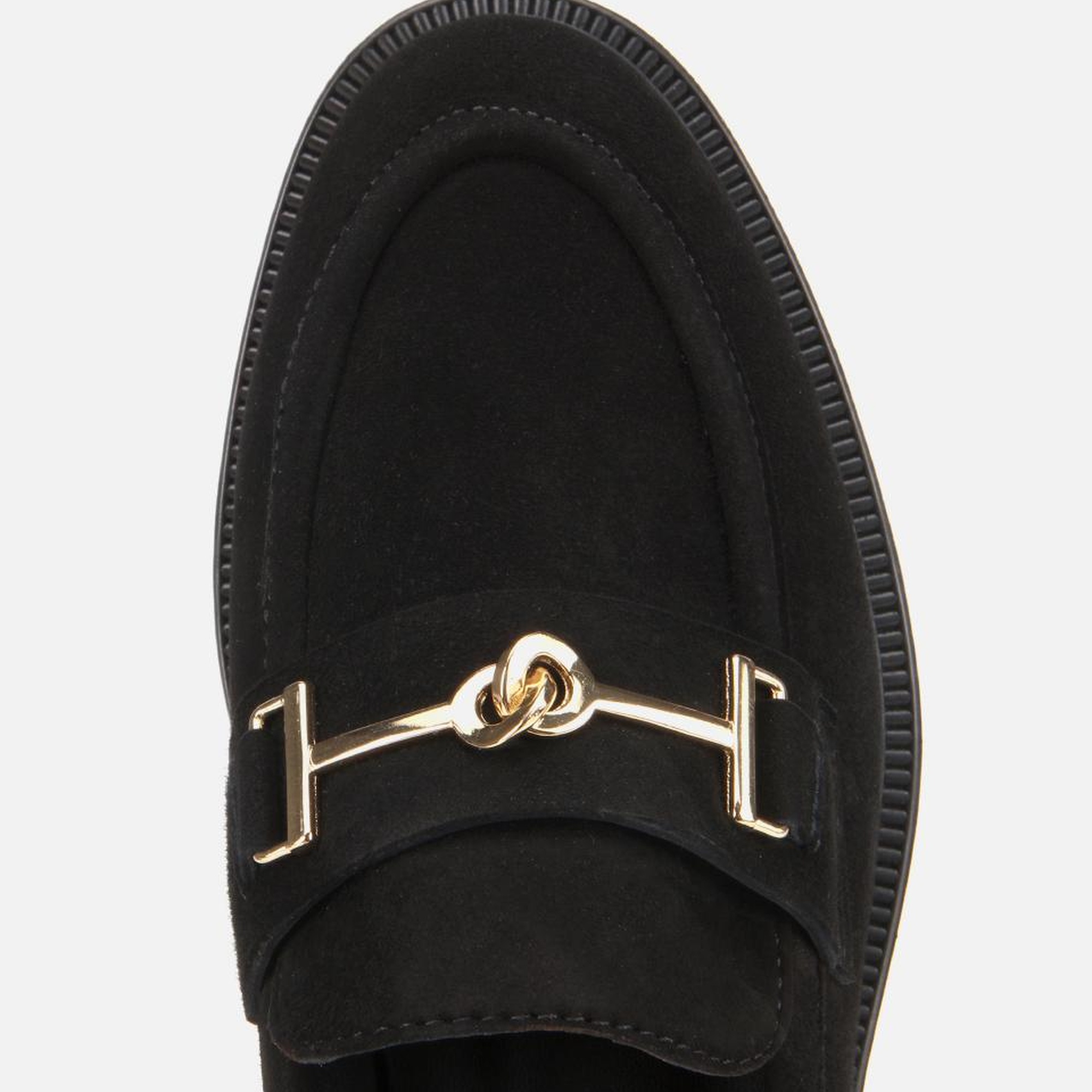 Kadın Süet Deri Siyah Tokalı Klasik Loafer