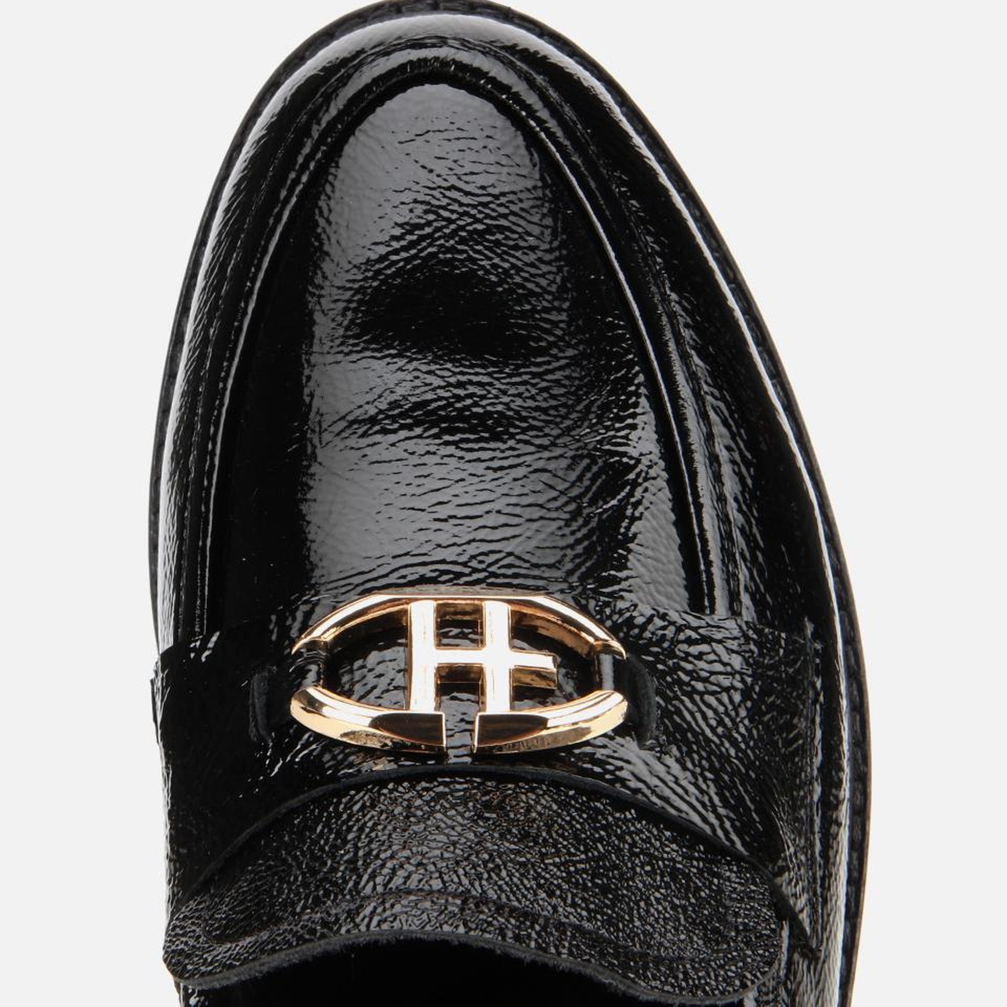 Kadın Rugan Deri Siyah Tokalı Klasik Loafer