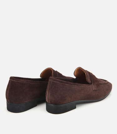  Kadın Süet Deri Kahverengi Yumuşak Dokulu Klasik Loafer