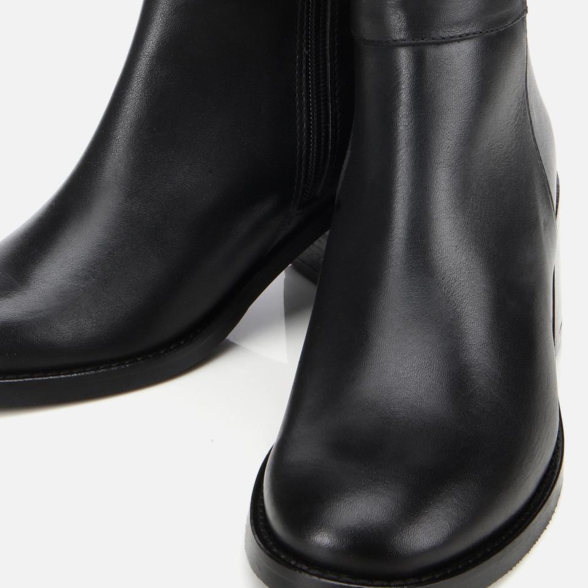 Kadın Deri Siyah Bilekte Topuklu Bot