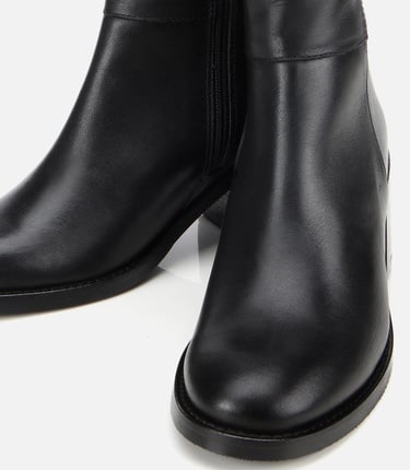  Kadın Deri Siyah Bilekte Topuklu Bot