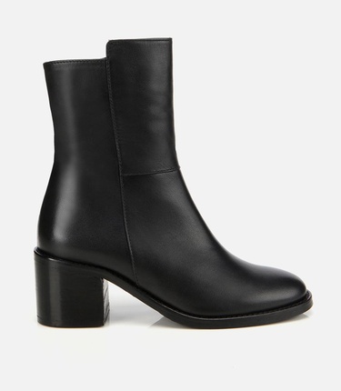  Kadın Deri Siyah Bilekte Topuklu Bot