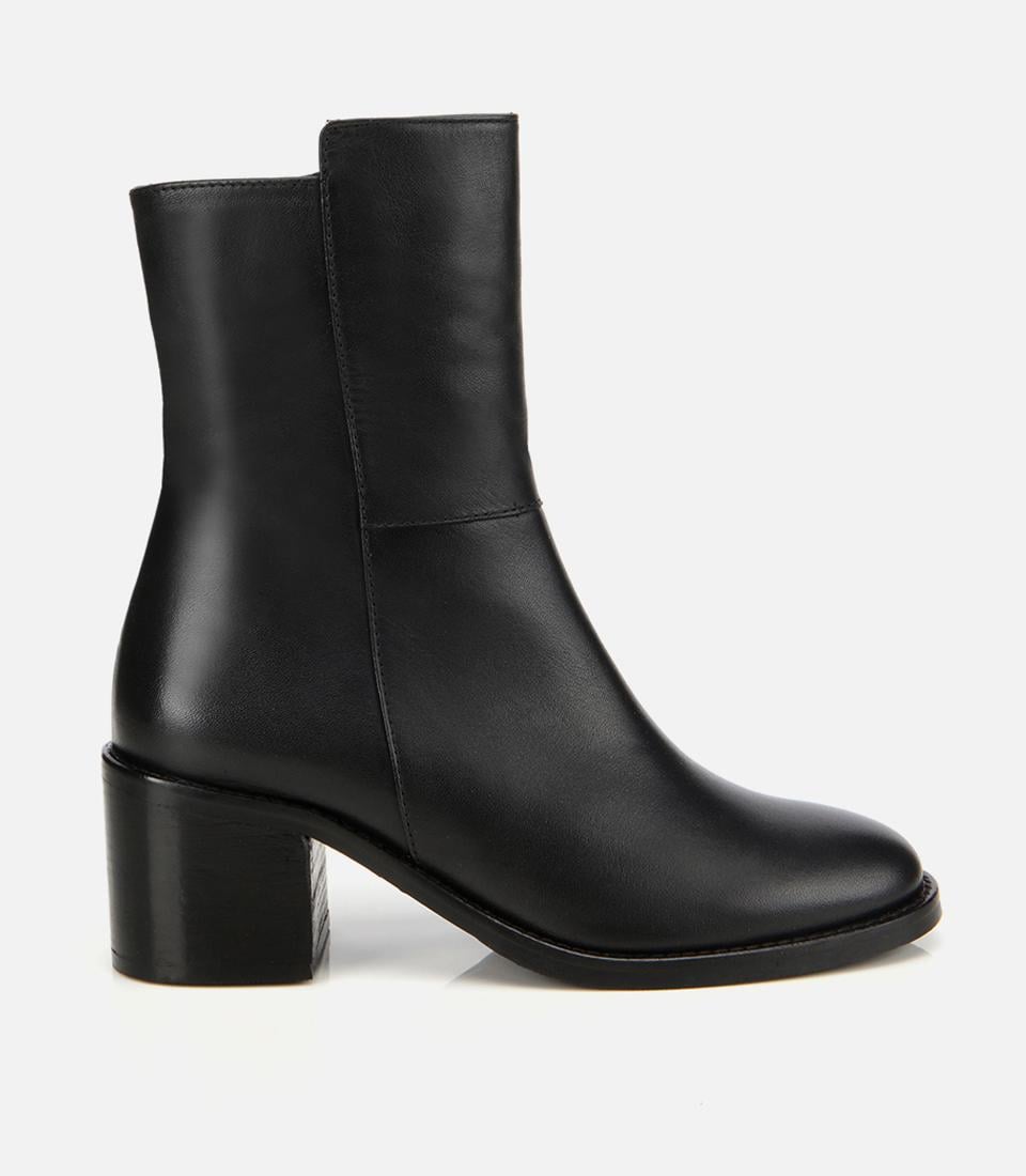  Kadın Deri Siyah Bilekte Topuklu Bot
