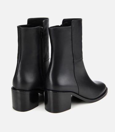  Kadın Deri Siyah Bilekte Topuklu Bot
