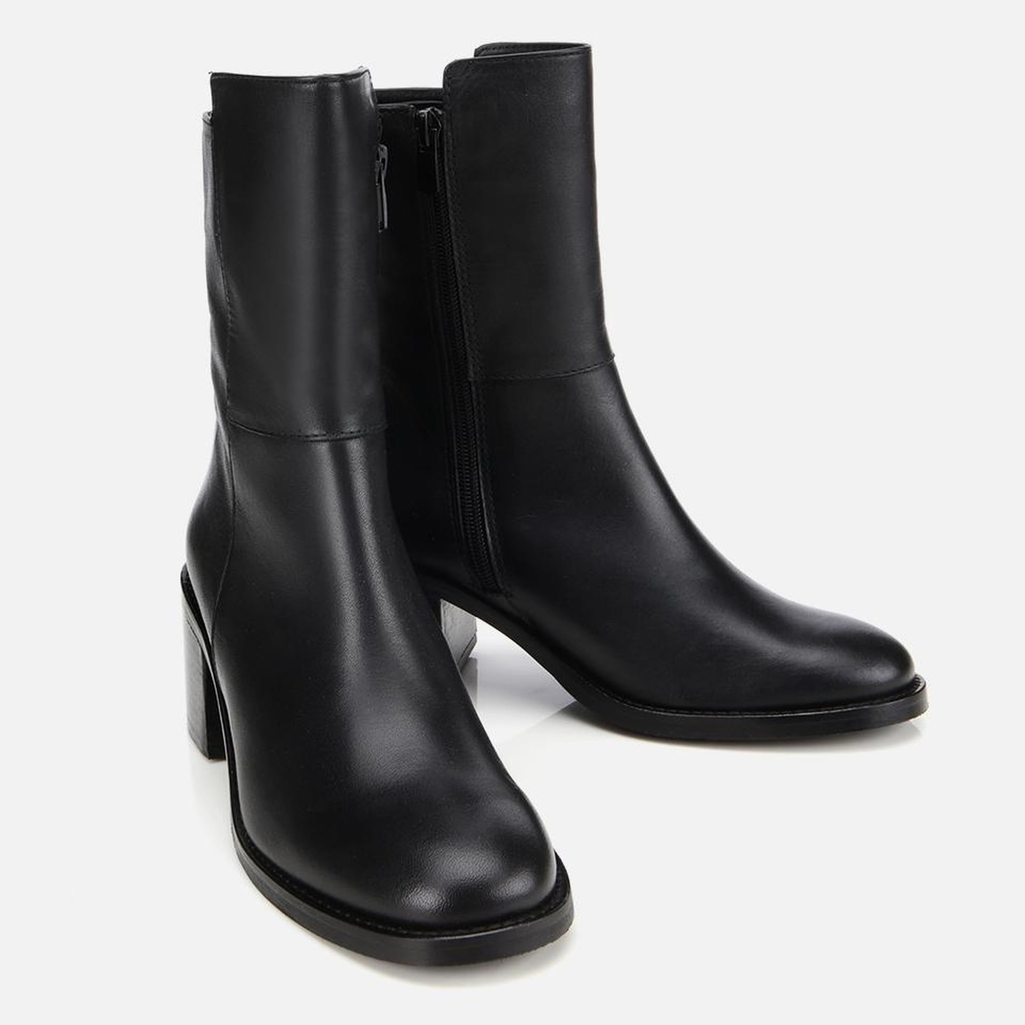 Kadın Deri Siyah Bilekte Topuklu Bot