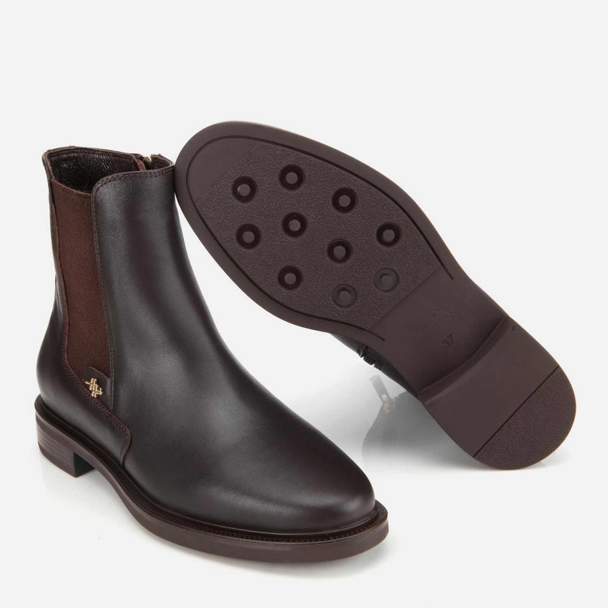 Kadın Deri Kahverengi Lastik Detaylı Bilekte Düz Bot