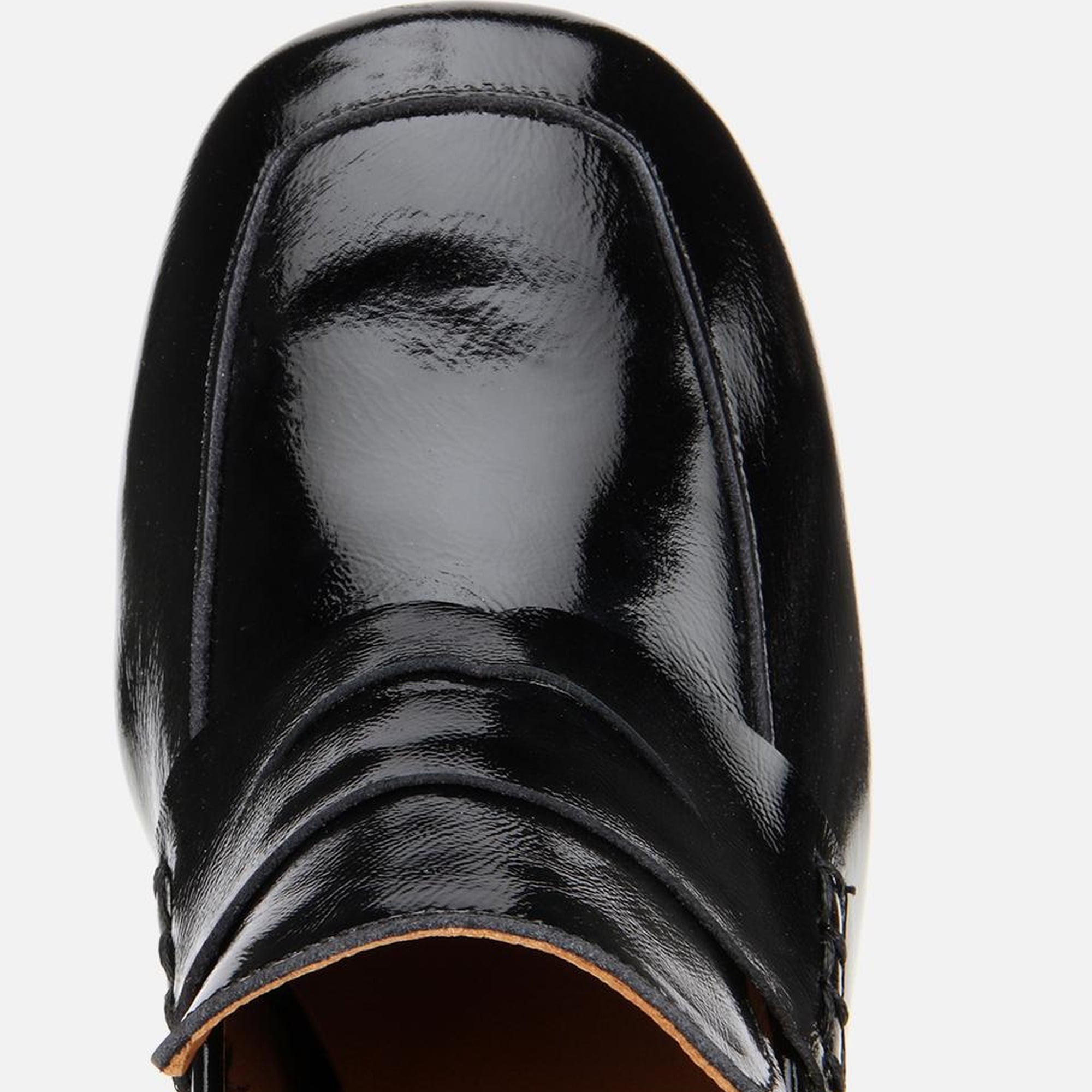 Kadın Rugan Deri Siyah Topuklu Klasik Loafer