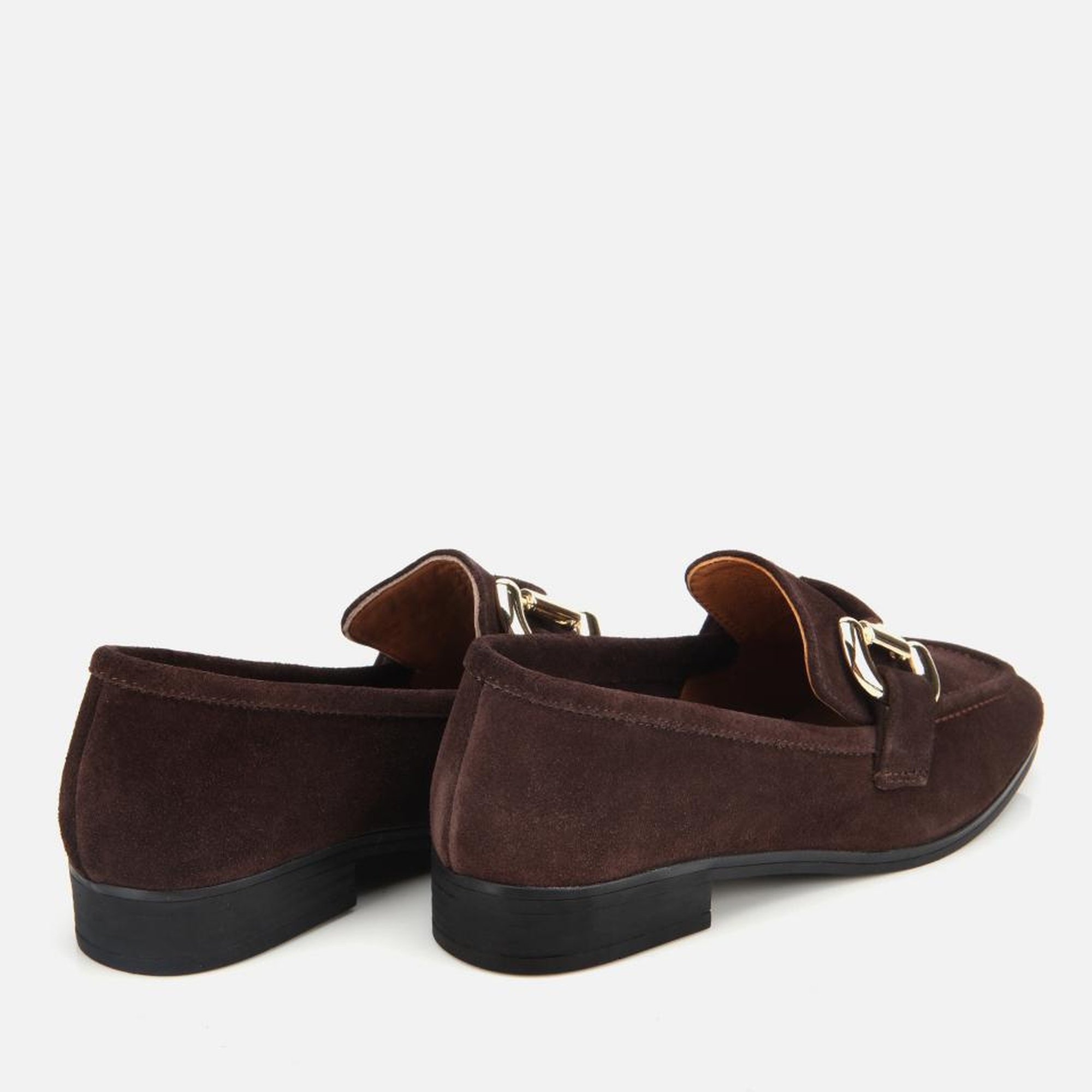 Kadın Süet Deri Kahverengi Tokalı Klasik Loafer