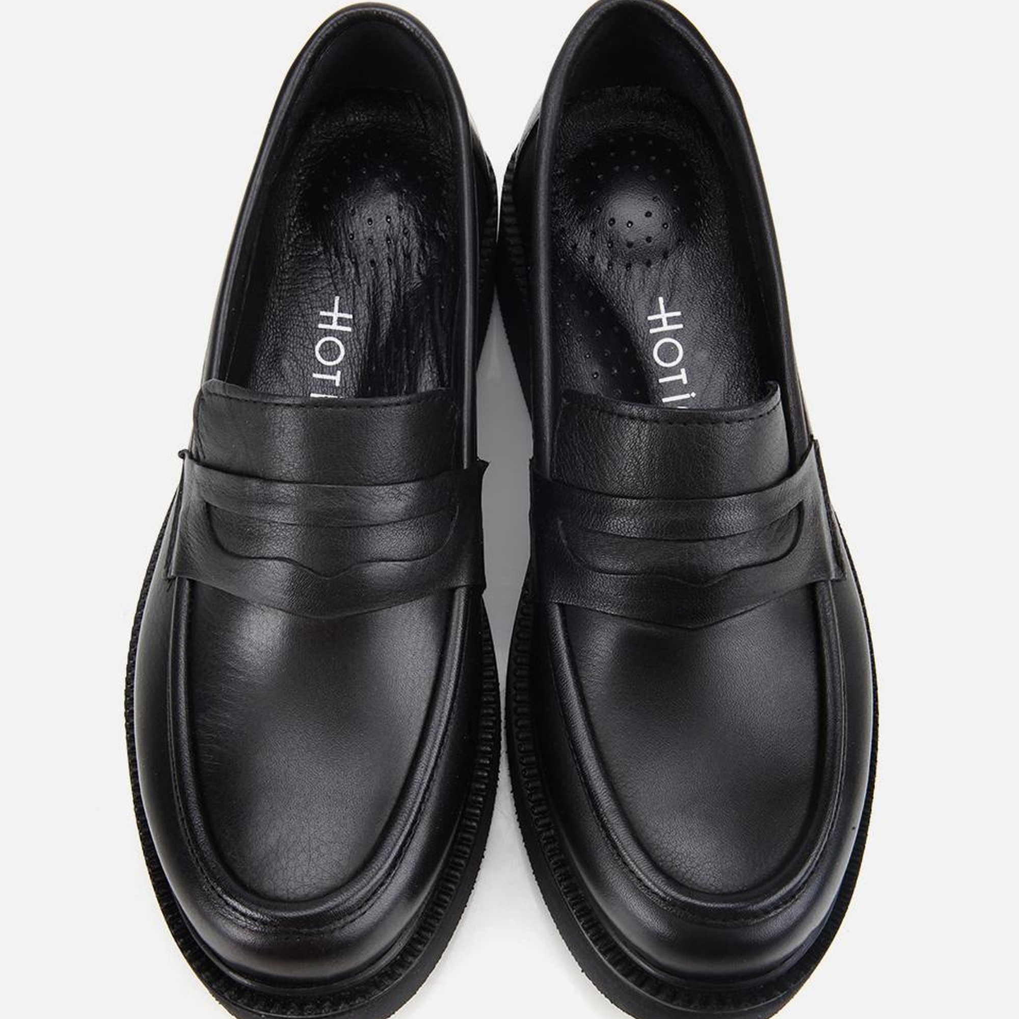 Kadın Deri Siyah Kalın Tabanlı Klasik Loafer