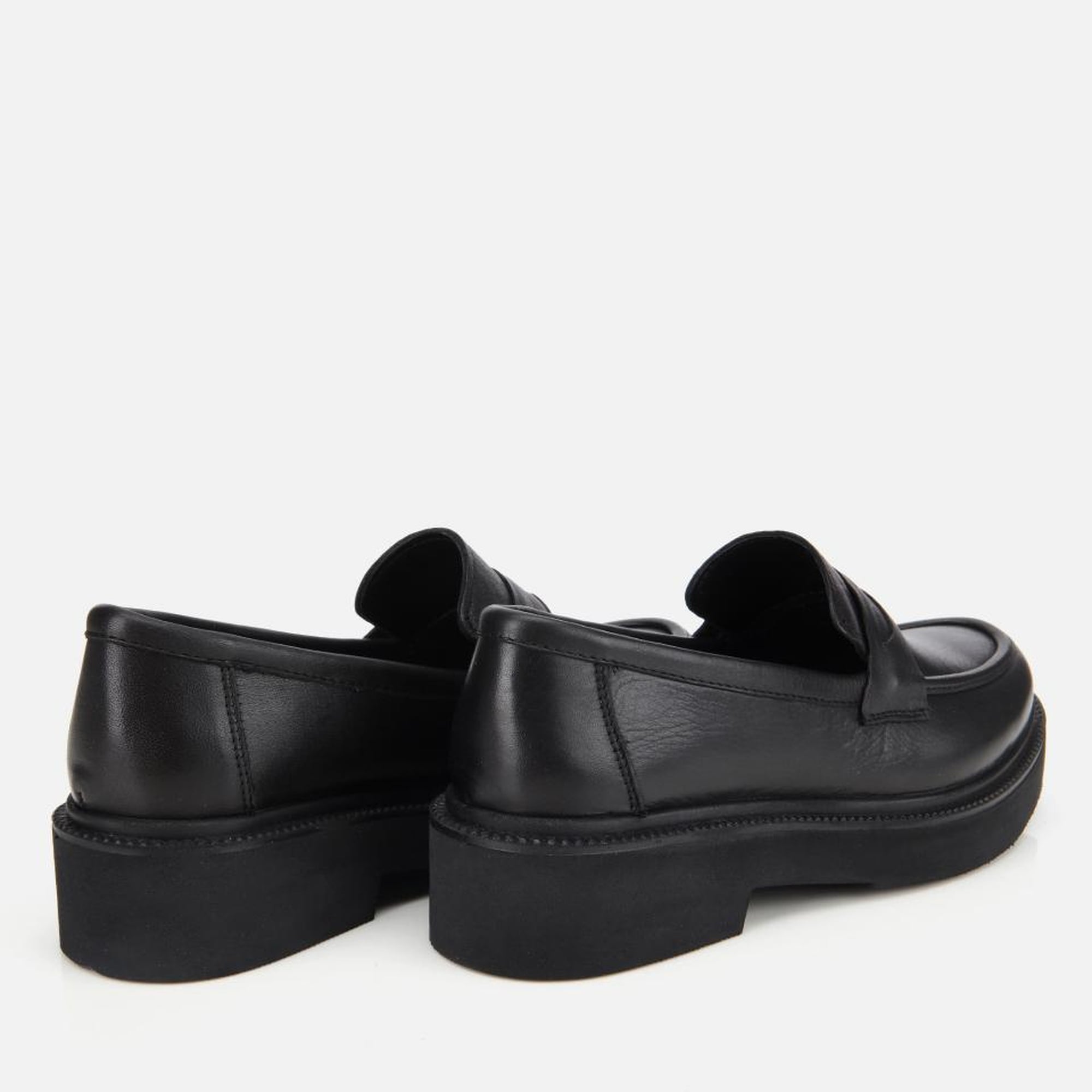 Kadın Deri Siyah Kalın Tabanlı Klasik Loafer