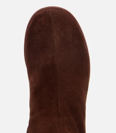  Kadın Süet Deri Kahverengi Bilekte Topuklu Bot