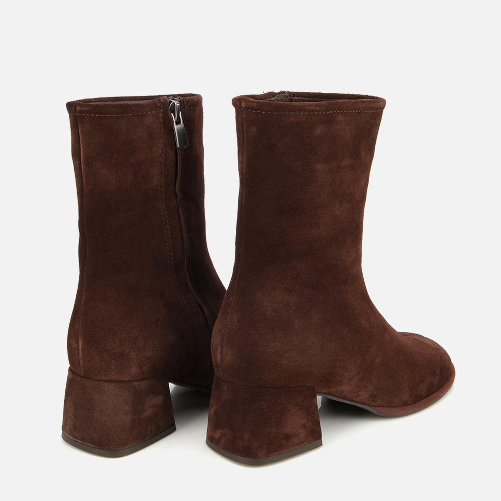 Kadın Süet Deri Kahverengi Bilekte Topuklu Bot