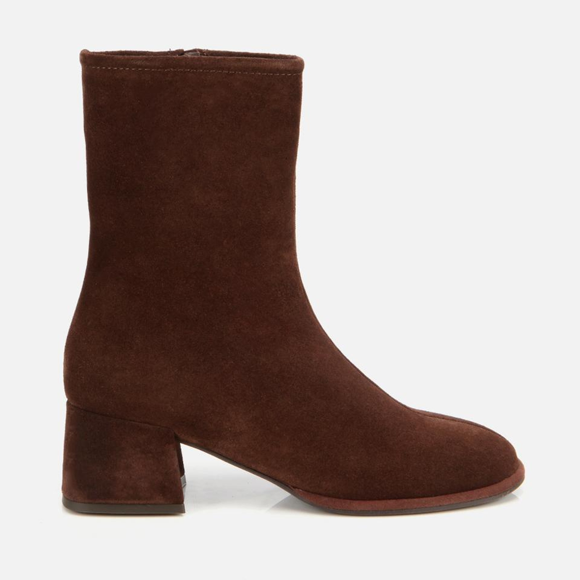 Kadın Süet Deri Kahverengi Bilekte Topuklu Bot