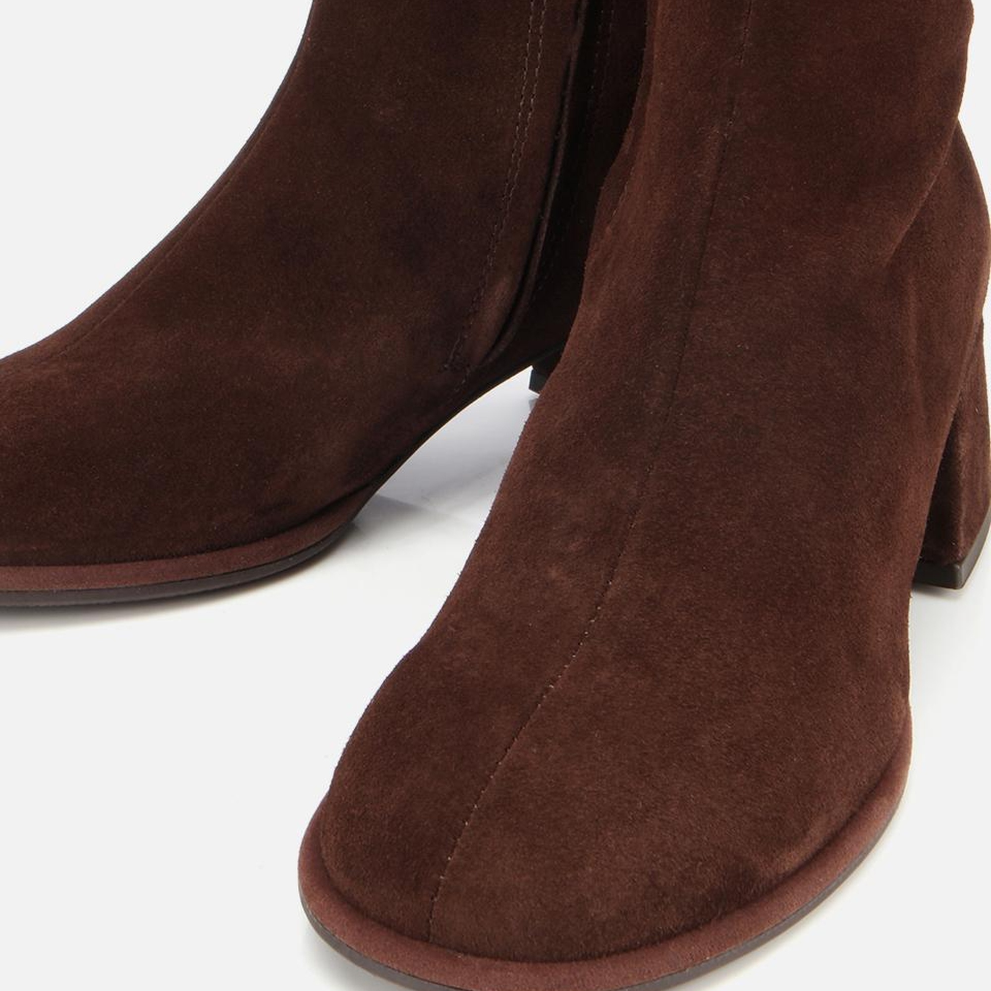 Kadın Süet Deri Kahverengi Bilekte Topuklu Bot