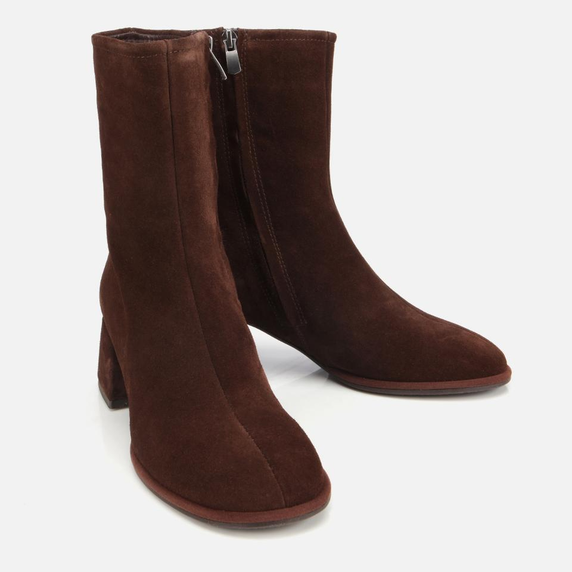 Kadın Süet Deri Kahverengi Bilekte Topuklu Bot