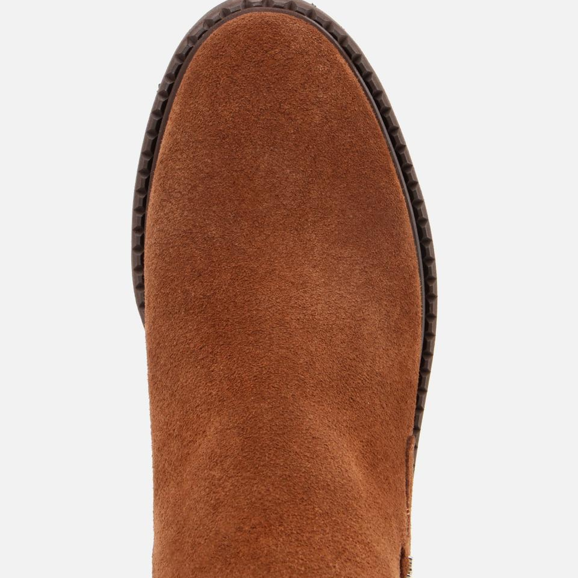 Kadın Süet Deri Taba Lastik Detaylı Düz Bot