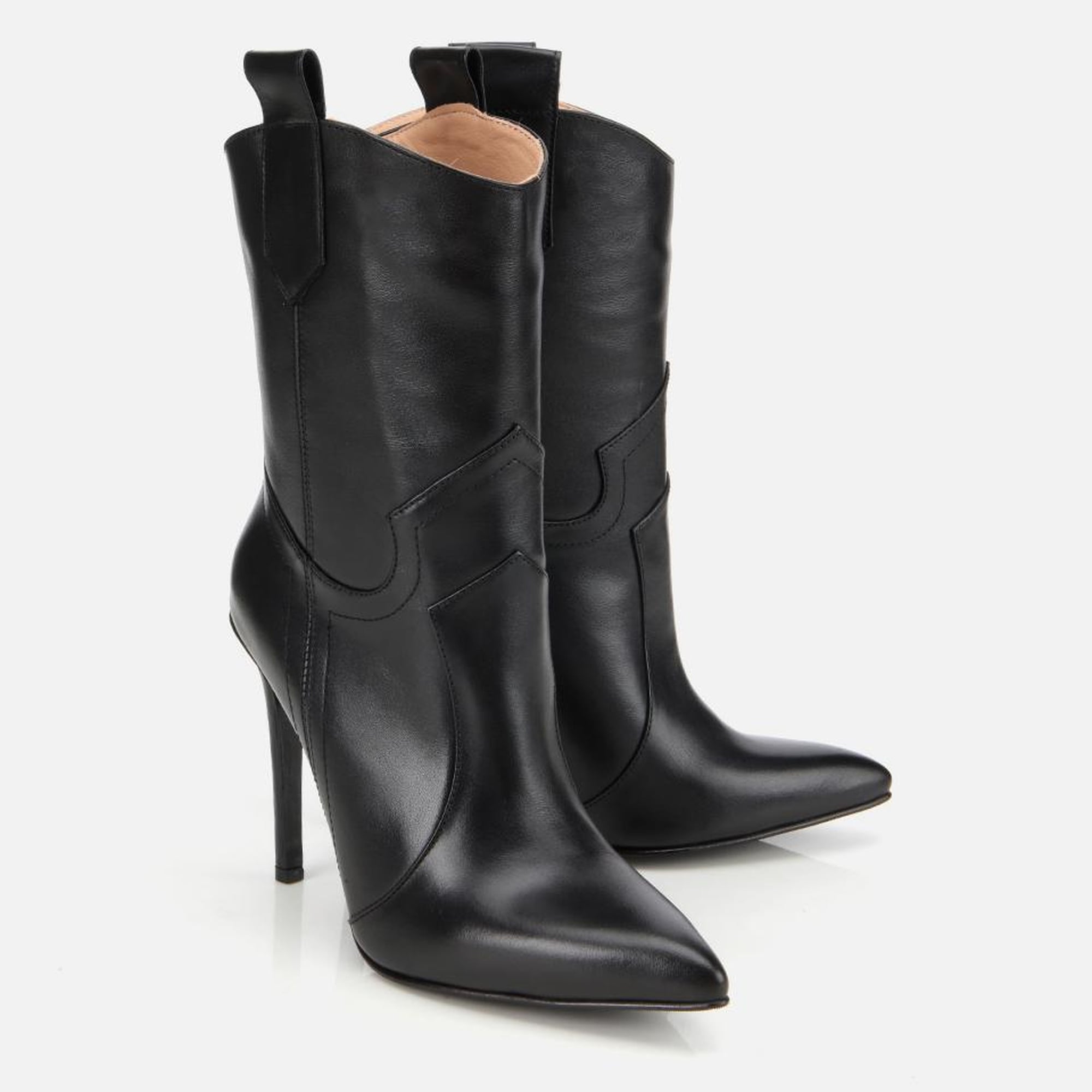 Kadın Deri Siyah Sivri Burunlu Yüksek Topuklu Bot