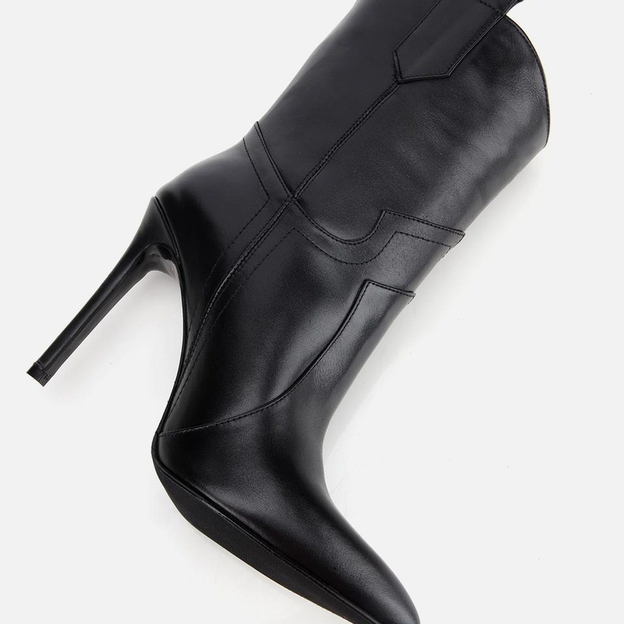 Kadın Deri Siyah Sivri Burunlu Yüksek Topuklu Bot