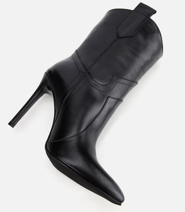  Kadın Deri Siyah Sivri Burunlu Yüksek Topuklu Bot
