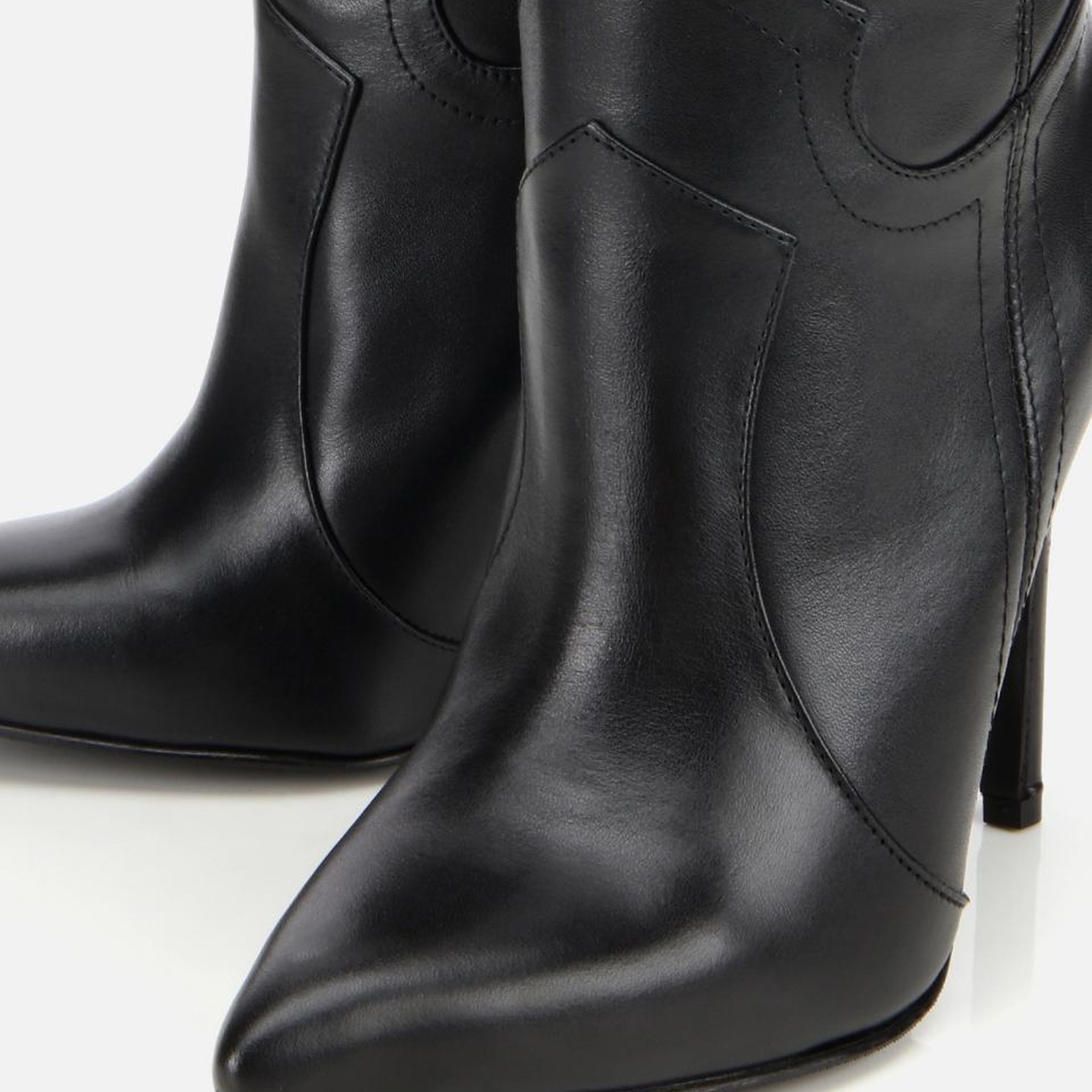 Kadın Deri Siyah Sivri Burunlu Yüksek Topuklu Bot