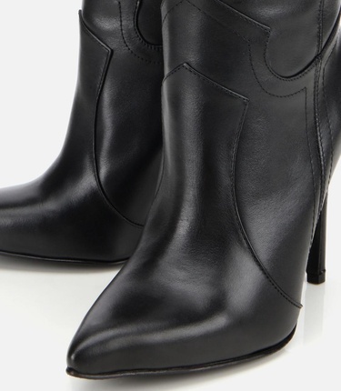  Kadın Deri Siyah Sivri Burunlu Yüksek Topuklu Bot