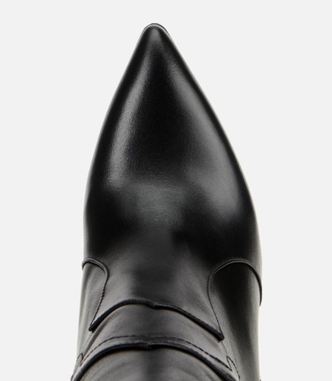  Kadın Deri Siyah Sivri Burunlu Yüksek Topuklu Bot