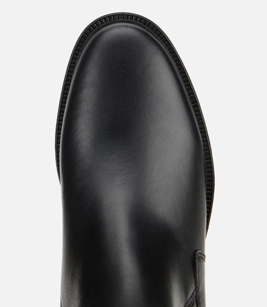  Kadın Deri Siyah Lastik Detaylı Bilekte Düz Bot