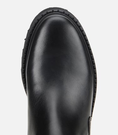  Kadın Deri Siyah Lastik Detaylı Bilekte Düz Bot