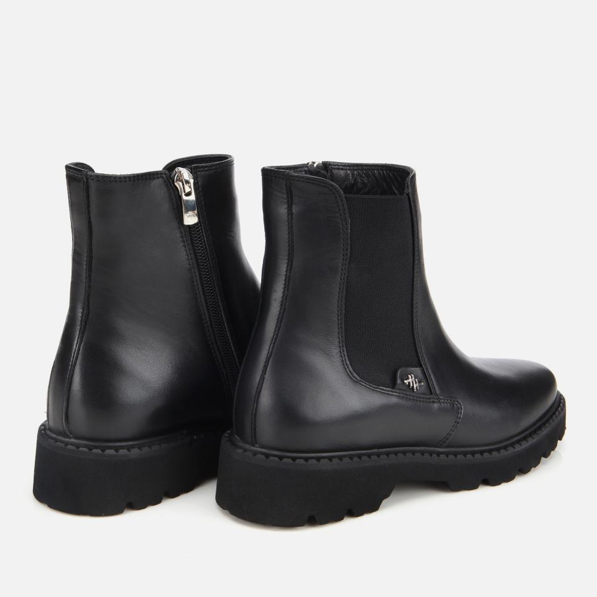 Kadın Deri Siyah Lastik Detaylı Bilekte Düz Bot