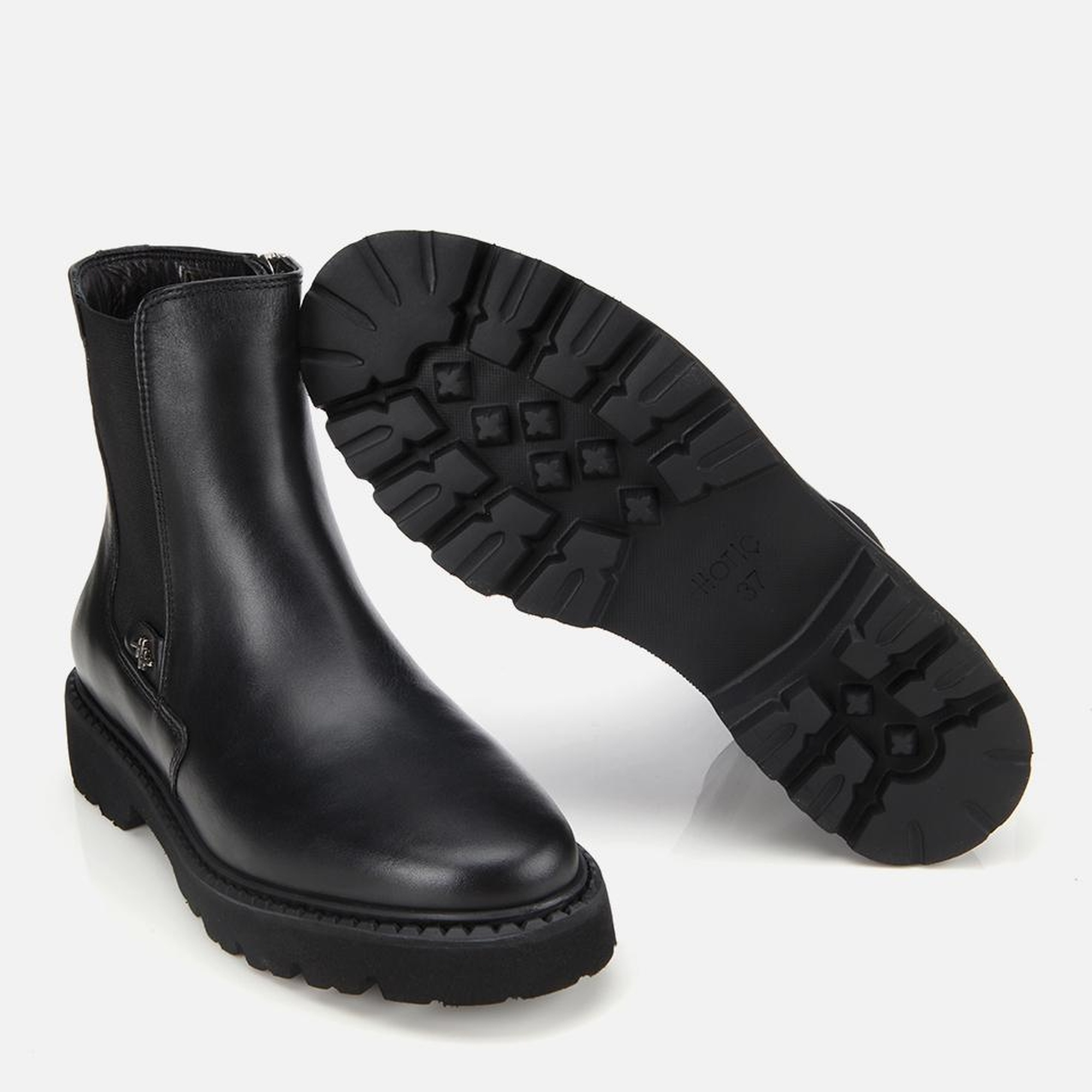 Kadın Deri Siyah Lastik Detaylı Bilekte Düz Bot