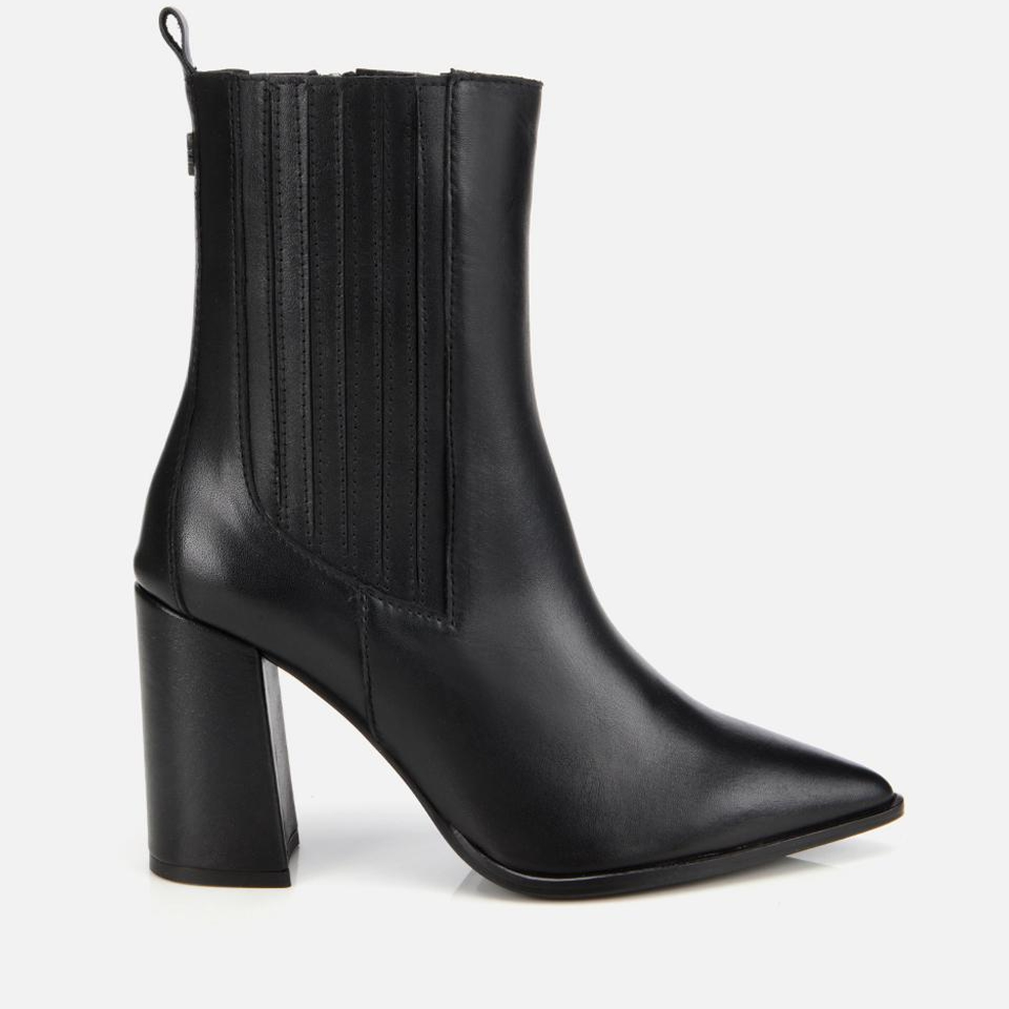 Kadın Deri Siyah Lastik Detaylı Topuklu Bot