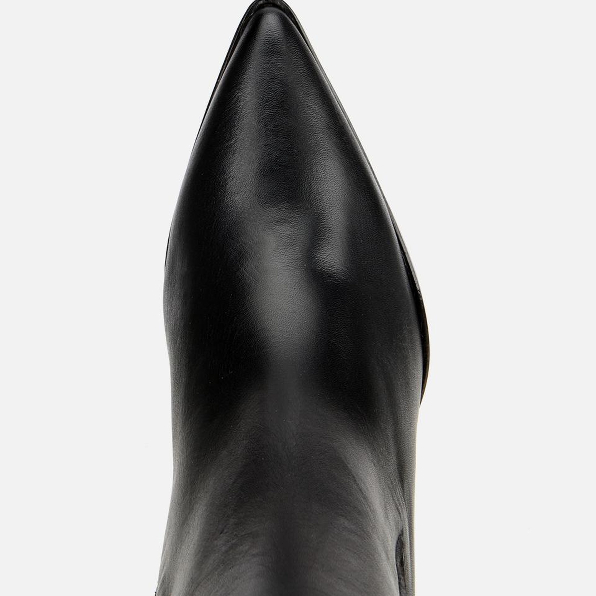 Kadın Deri Siyah Lastik Detaylı Topuklu Bot