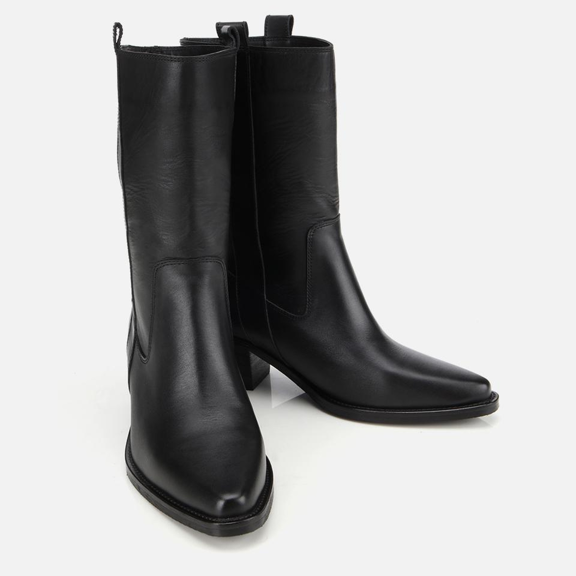 Kadın Deri Siyah Western Topuklu Bot