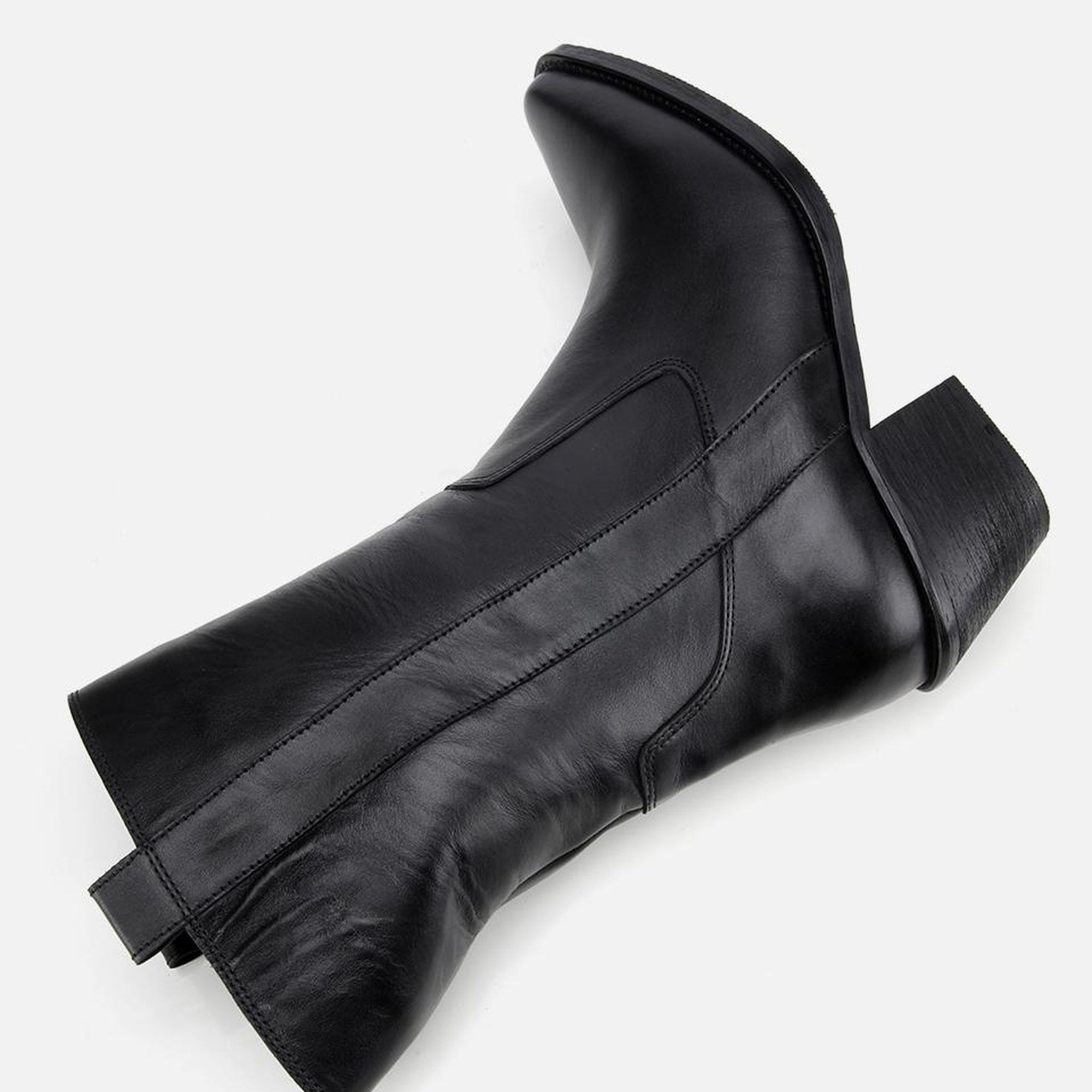 Kadın Deri Siyah Western Topuklu Bot